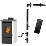 Poêle à granulés étanche Anita 7,6 kW Blanc Sannover + Kit d'installation Complet