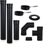 Kit d'évacuation de fumée San Marco pour poêle à granulés, sécurité renforcée, moderne, diamètre 80 mm, acier verni noir