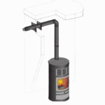 Kit ventouse pour poêle à pellet sortie supérieure Finition Noir PGI 80 /130 Poujoulat