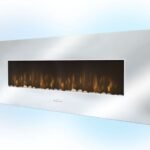 Cheminée murale électrique en verre trempé noir effet miroir