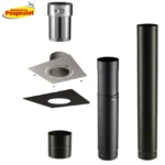 Kit raccordement conduit émaillé avec plaque finition pour poêles à bois - Poujoulat Diamètre 150