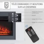 Cheminée électrique grande taille 2000 W aspect bois blanc – Image 4