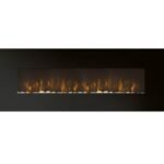 Cheminée murale électrique en verre trempé noir avec télécommande