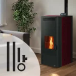 Pack poêle à granulés hydro ETNA Rondinara + Kit de raccordement sortie arrière 19 Kw