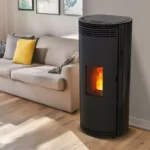 Poêle à granulés étanche France Flamme Prévert sortie dessus concentrique 8 Kw