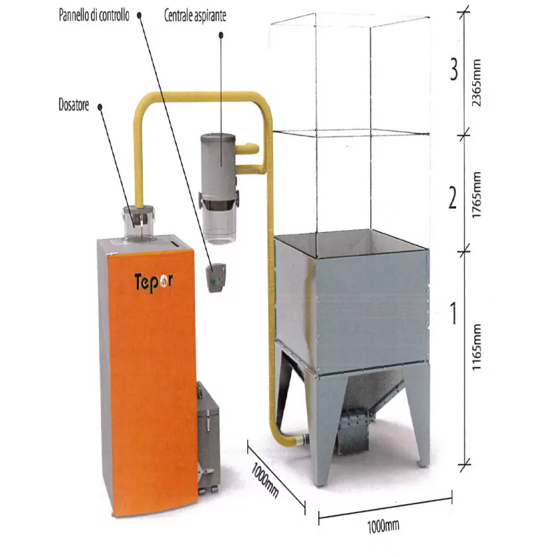 reserve-a-granules-pour-chargement-pneumatique.webp Silo / Réserve à granulés pour chargement pneumatique 450Kg – Image 1