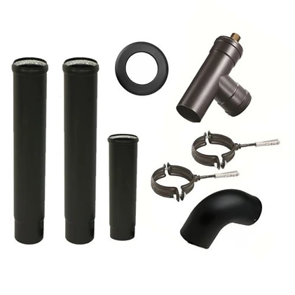 Kit Ventouse Universel Sannover Ø 80125 Complet (Sortie Façade) Poêle à Granulés Raccordement Derrière