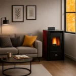 Poêle à granulés air Anita 9.4 kW Bordeaux Sannover – Image 2