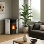 Poêle à granulés d'angle étanche Sannover Iseos 12.2 kW Blanc – Image 2