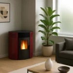 Poêle à granulés d'angle étanche Sannover Iseos 12.2 kW Bordeaux – Image 2