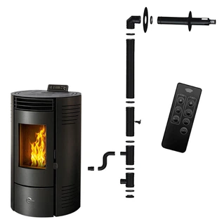 Poêle à granulés étanche Azora 11.6 kW Noir + Kit