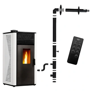 Poêle à granulés étanche Sannover Anita 12 kW Blanc + Kit d'installation