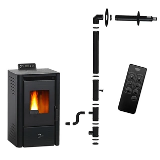 Poêle à granulés étanche Sannover Anita 9.4 kW Noir + Kit d'installation