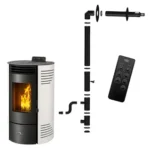 Poêle à granulés étanche Sannover Azora 11.6 kW Blanc + Kit d'installation