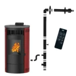 Poêle à granulés étanche Sannover Flavia 15 kW Bordeaux + Kit d'installation Complet