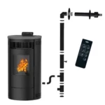 Poêle à granulés étanche Sannover Flavia 9.5 kW Noir + Kit d'installation Complet