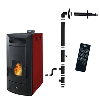 Poêle à granulés hydraulique Etanche Sannover Kleona 22.7 kW Bordeaux + Kit d'installation