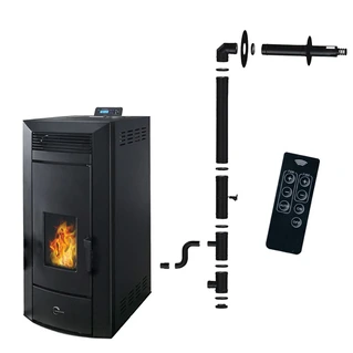 Poêle à granulés hydraulique Etanche Sannover Kleona 22.7 kW Noir + Kit d'installation