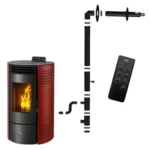 Poêle à granulés étanche Sannover Azora 11,6 kW Bordeaux + Kit d'installation