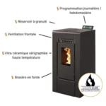 Pack Poêle à Granulés Interstoves Étanche GIOIA 9 + Kit Conduit Double Flux Vertical Ø80/125 – Image 2