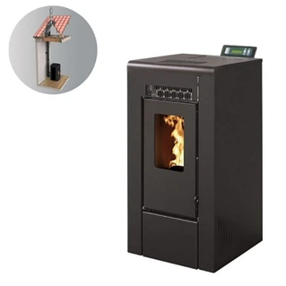 Pack Poêle à Granulés Interstoves Étanche GIOIA 9 + Kit Conduit Double Flux Vertical Ø80125