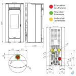 Poêle à granulés Jolly Mec Globo 6 kW Sortie Fumée Supérieure Coaxiale Ø8/13 cm – Image 3