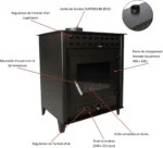 Pack Poêle à Bois INTERSTOVES LUNA 9 - 10 KW bûches 50cm + Kit Conduit 150 – Image 6