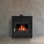 Pack Poêle à Bois INTERSTOVES LUNA 9 - 10 KW bûches 50cm + Kit Conduit 150 – Image 2