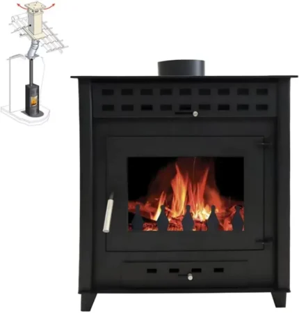 Pack Poêle à Bois INTERSTOVES LUNA 9 - 10 KW bûches 50cm + Kit Conduit 150