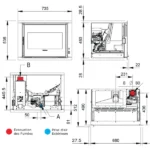 Insert à granulés ventilé Extraflame Comfort P70 H49 5.0  8.0 kW Sortie Fumée Supérieure – Image 2