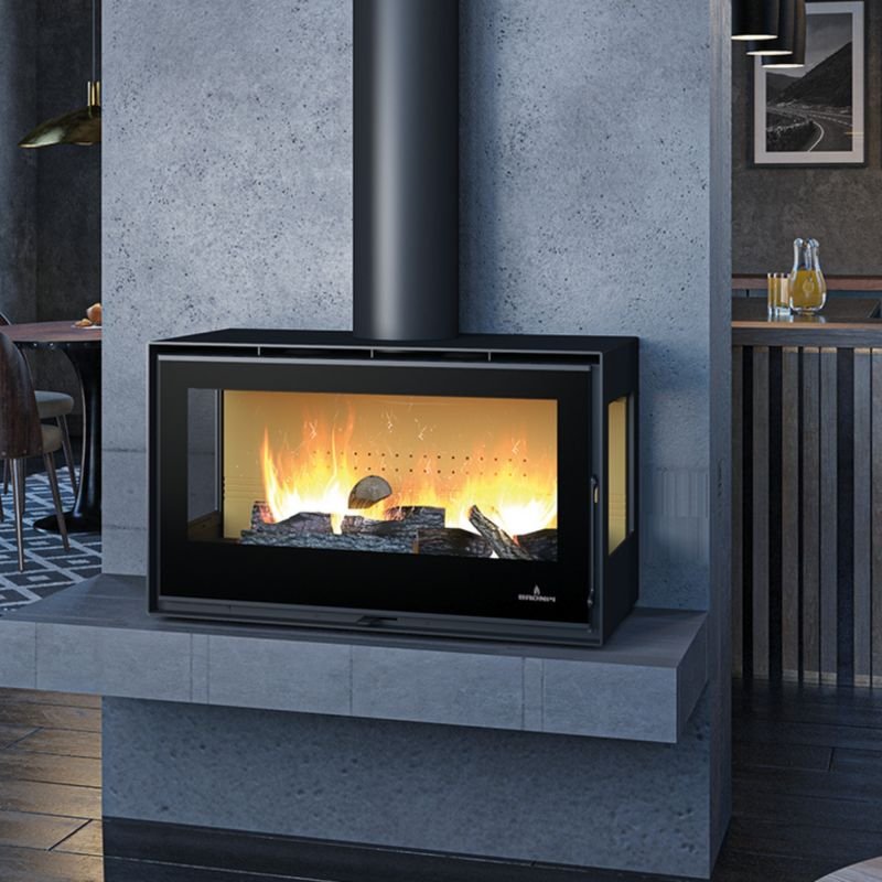 Poêle à bois 3 vitres ventilé pose libre BRONPI Bimba 70 3C 10 kW