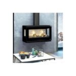 Poêle à bois moderne pose libre suspendu ou avec bûcher BRONPI Cairo 11 03C Box 13 kW – Image 2
