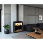 Poêle à bois moderne pose libre suspendu ou avec bûcher BRONPI Cairo 110 Box 15 kW – Image 3