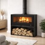 Poêle à bois ventilé avec range bûches BRONPI Bimba 90 15 kW