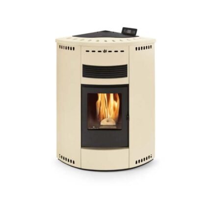 Poêle à granules d'angle canalisable ORIGINE PHEBO Asia Plus 12.7 kW
