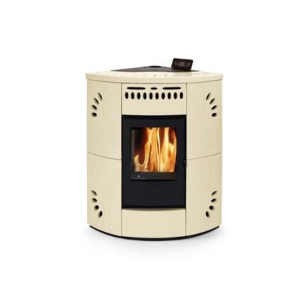 Poêle à granulés d'angle en céramique ORIGINE PHEBO Gaia 5S 12.2 kW
